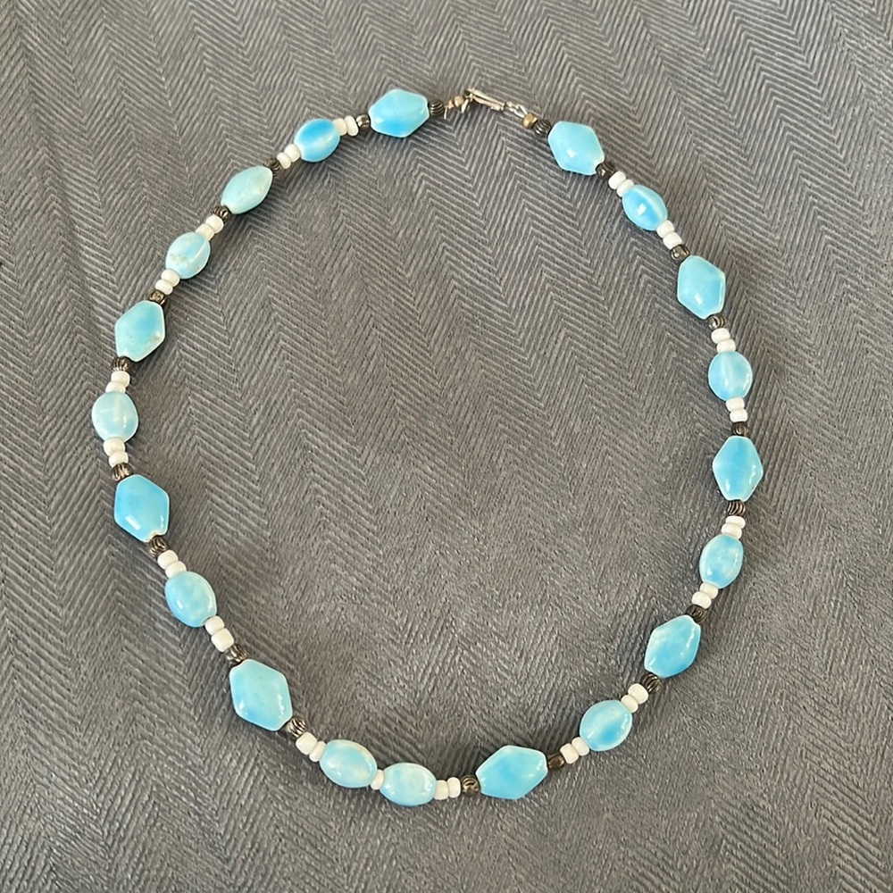 Blue and white necklace